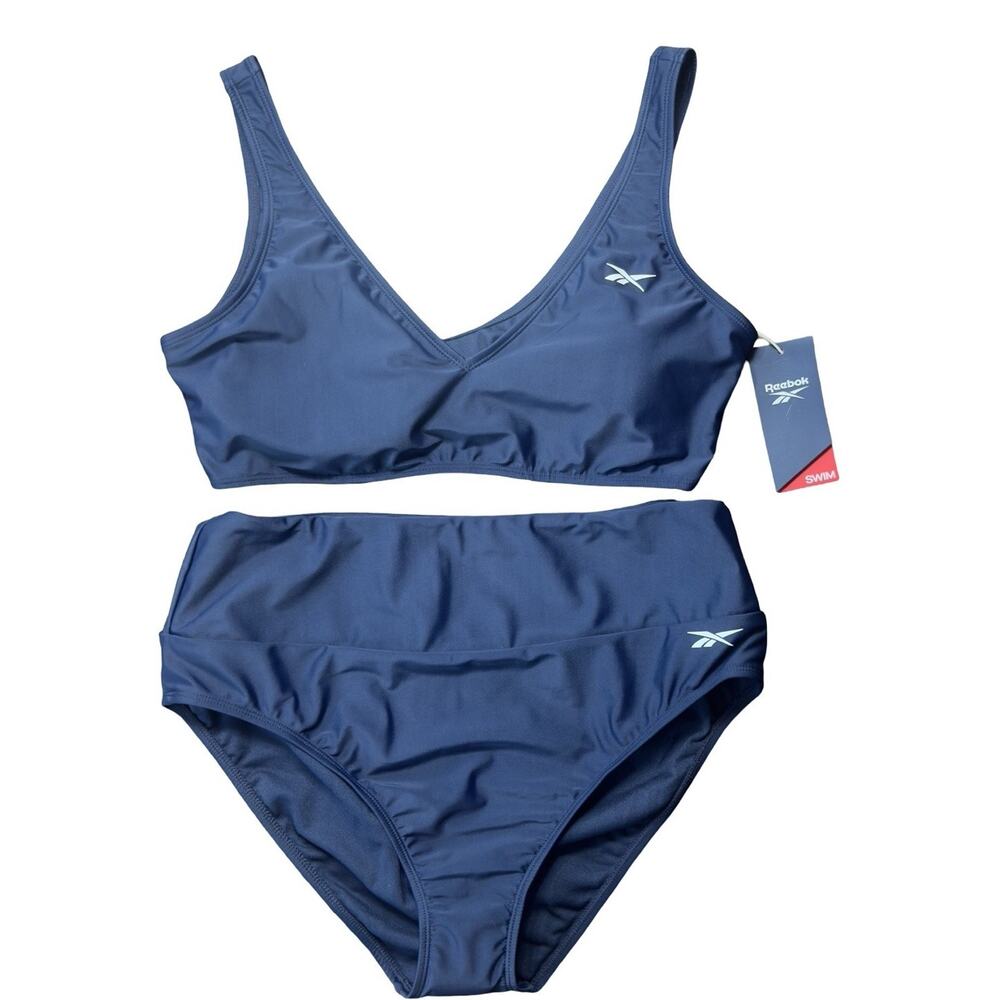 Reebok Women’s Bikini Swimsuit Set XXL Blue High Waisted NWT